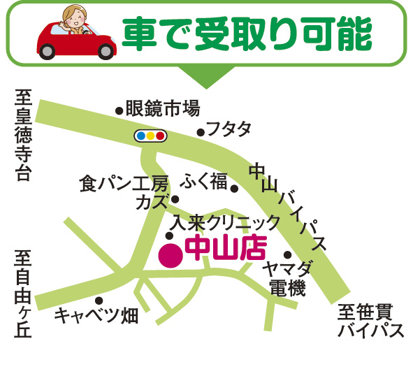 中山店店舗への道案内画像