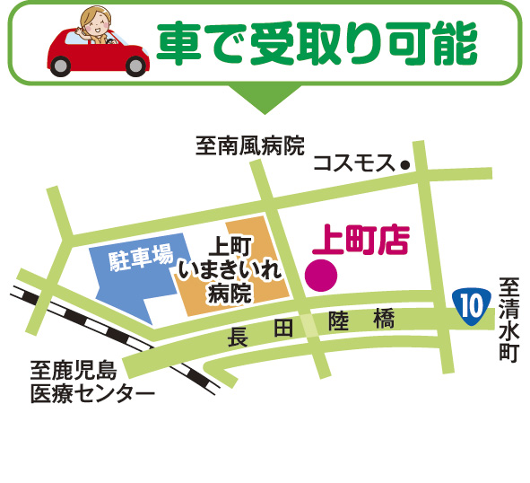 上町店店舗への道案内画像