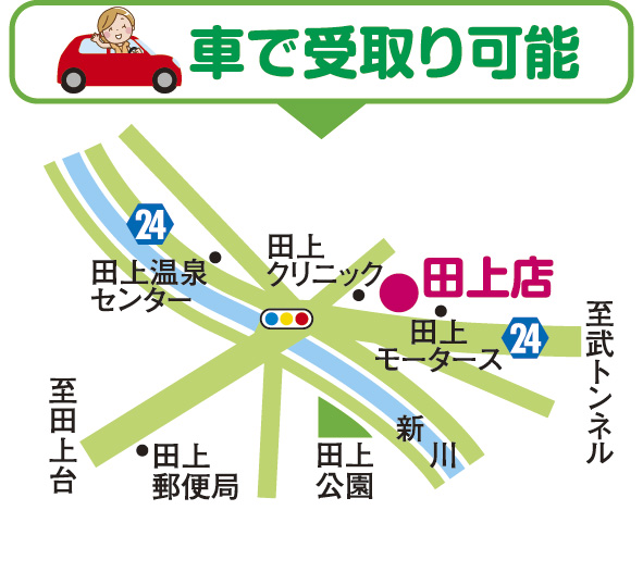 田上店店舗への道案内画像
